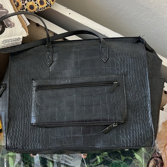 Be’is Black Croc Embossed Ultimate Work tote Travel Trolley Sleeve - Picture 9 of 13